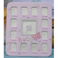 嬰兒相架 - 淺粉紅 - 小蝴蝶 (12格)